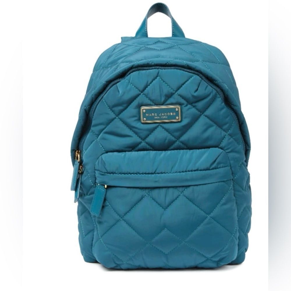Marc Jacobs Quilted Nylon Backpack Deep Teal Blue